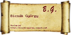Bicsák György névjegykártya